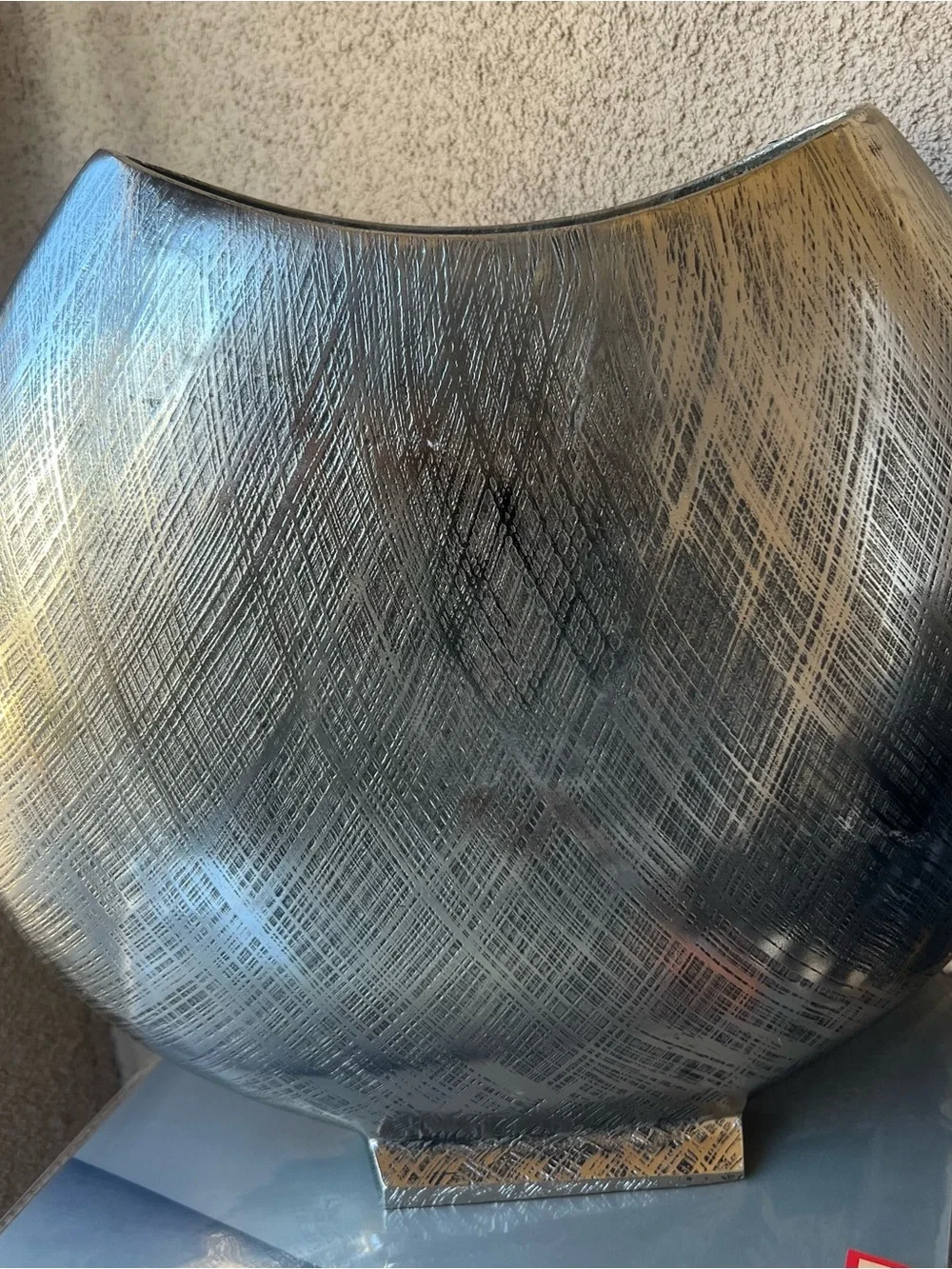 Contemporary Silver Textured Decorative Vase - Home Accents